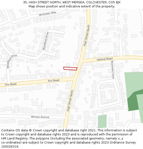 35, HIGH STREET NORTH, WEST MERSEA, COLCHESTER, CO5 8JX: Location map and indicative extent of plot