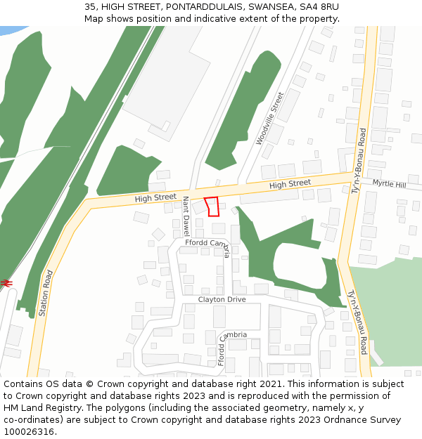 35, HIGH STREET, PONTARDDULAIS, SWANSEA, SA4 8RU: Location map and indicative extent of plot