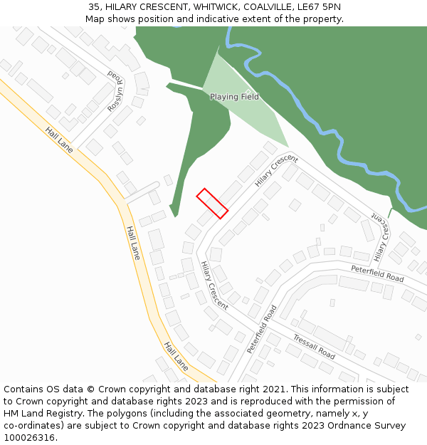 35, HILARY CRESCENT, WHITWICK, COALVILLE, LE67 5PN: Location map and indicative extent of plot
