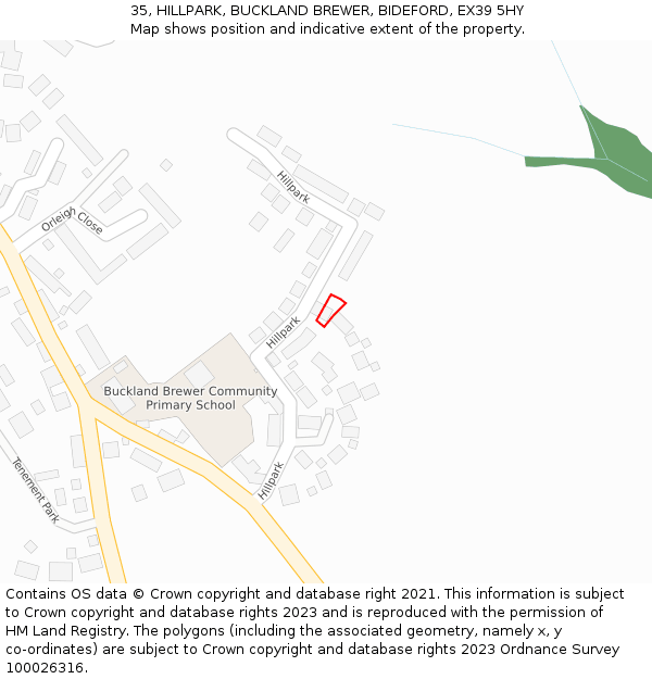 35, HILLPARK, BUCKLAND BREWER, BIDEFORD, EX39 5HY: Location map and indicative extent of plot