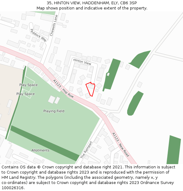 35, HINTON VIEW, HADDENHAM, ELY, CB6 3SP: Location map and indicative extent of plot