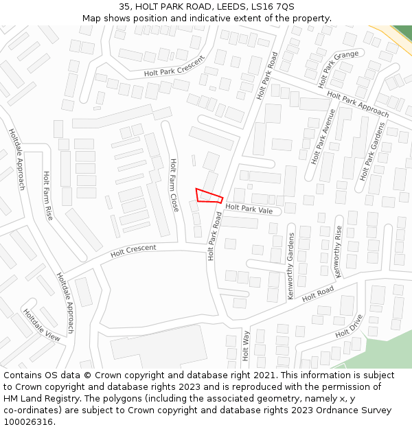 35, HOLT PARK ROAD, LEEDS, LS16 7QS: Location map and indicative extent of plot