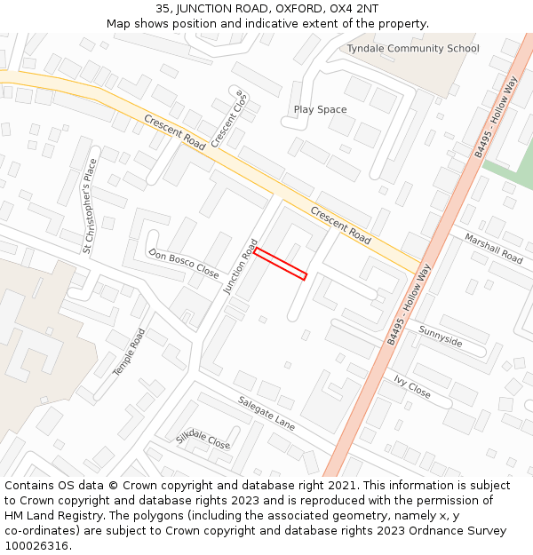 35, JUNCTION ROAD, OXFORD, OX4 2NT: Location map and indicative extent of plot