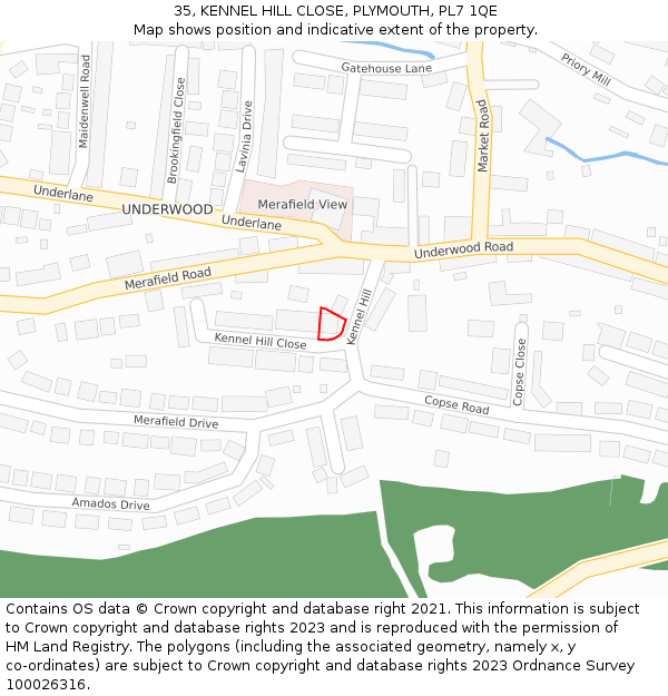 35, KENNEL HILL CLOSE, PLYMOUTH, PL7 1QE: Location map and indicative extent of plot