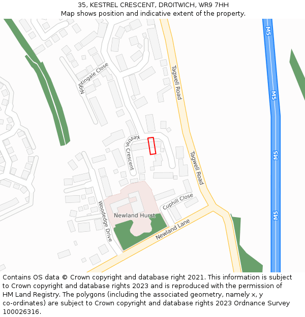 35, KESTREL CRESCENT, DROITWICH, WR9 7HH: Location map and indicative extent of plot