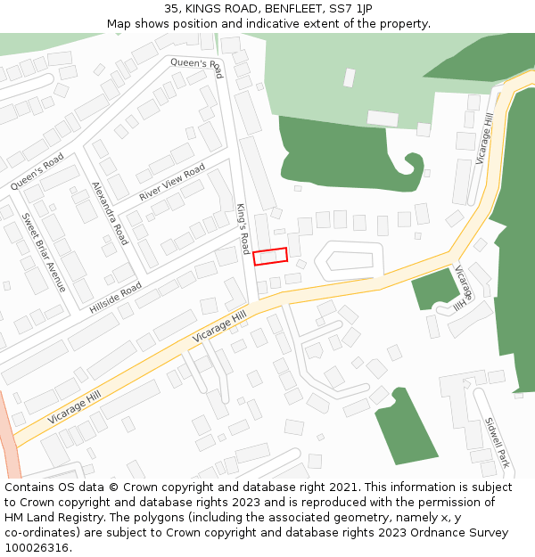 35, KINGS ROAD, BENFLEET, SS7 1JP: Location map and indicative extent of plot