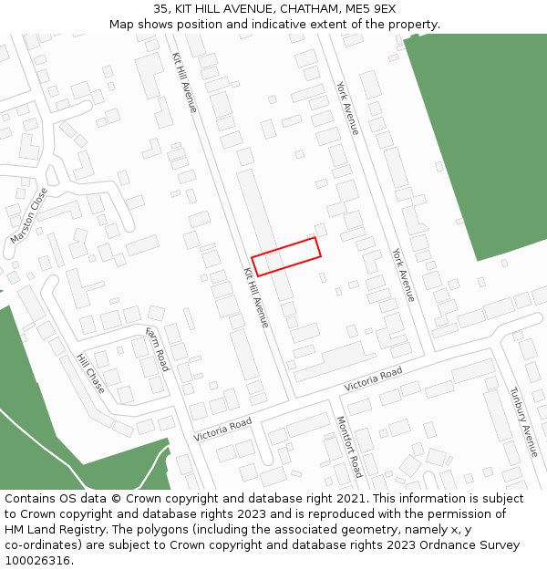 35, KIT HILL AVENUE, CHATHAM, ME5 9EX: Location map and indicative extent of plot