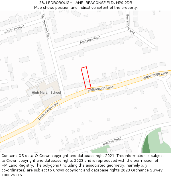 35, LEDBOROUGH LANE, BEACONSFIELD, HP9 2DB: Location map and indicative extent of plot