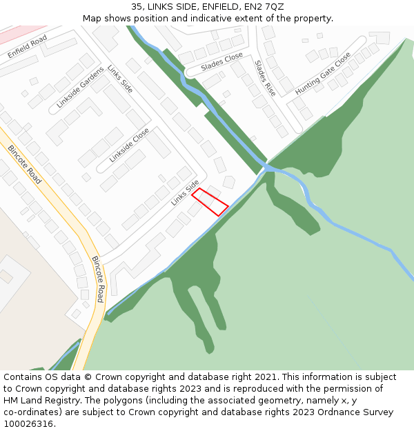 35, LINKS SIDE, ENFIELD, EN2 7QZ: Location map and indicative extent of plot