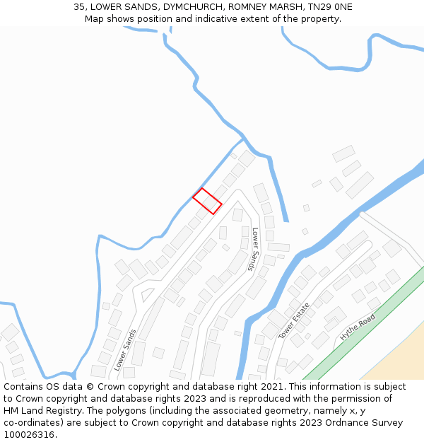 35, LOWER SANDS, DYMCHURCH, ROMNEY MARSH, TN29 0NE: Location map and indicative extent of plot