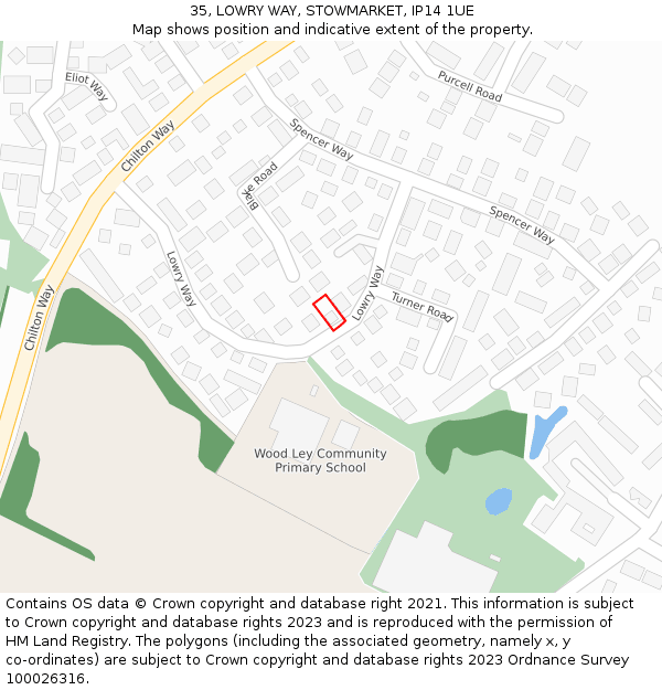 35, LOWRY WAY, STOWMARKET, IP14 1UE: Location map and indicative extent of plot