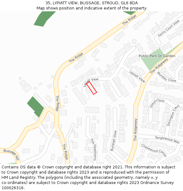 35, LYPIATT VIEW, BUSSAGE, STROUD, GL6 8DA: Location map and indicative extent of plot