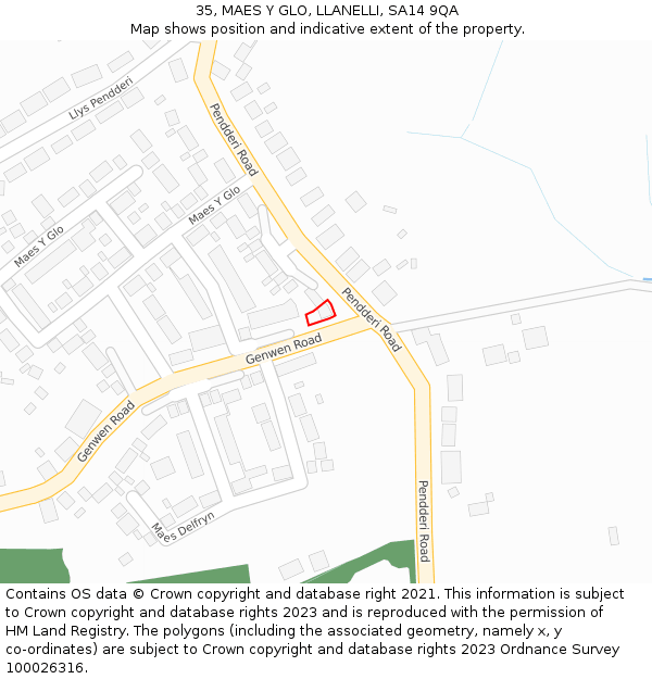 35, MAES Y GLO, LLANELLI, SA14 9QA: Location map and indicative extent of plot