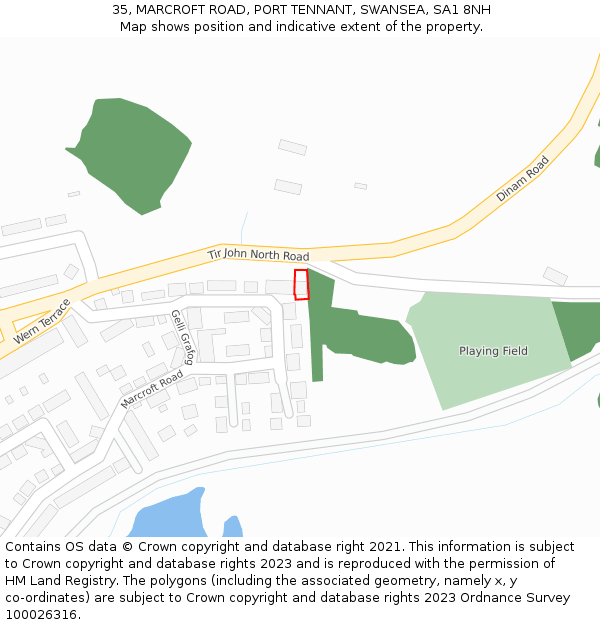 35, MARCROFT ROAD, PORT TENNANT, SWANSEA, SA1 8NH: Location map and indicative extent of plot