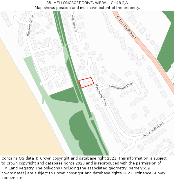 35, MELLONCROFT DRIVE, WIRRAL, CH48 2JA: Location map and indicative extent of plot