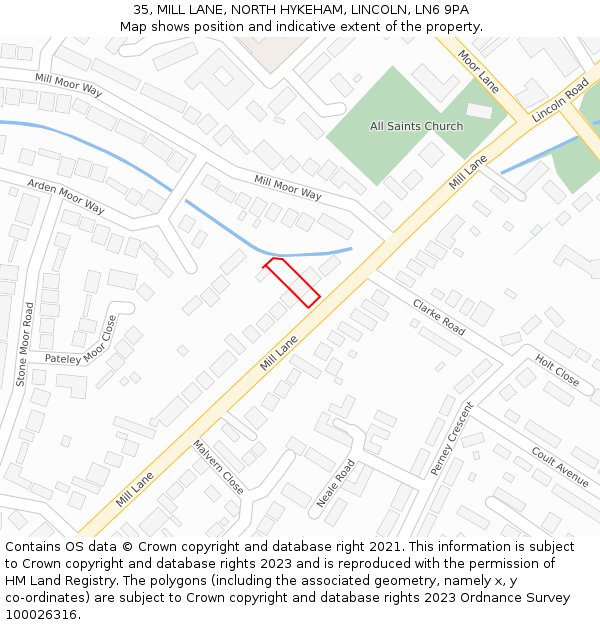 35, MILL LANE, NORTH HYKEHAM, LINCOLN, LN6 9PA: Location map and indicative extent of plot