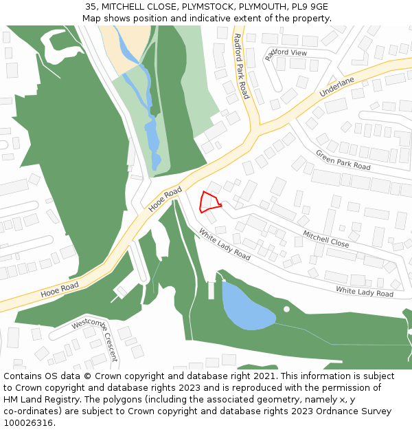 35, MITCHELL CLOSE, PLYMSTOCK, PLYMOUTH, PL9 9GE: Location map and indicative extent of plot