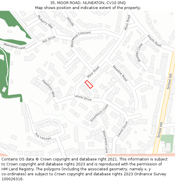 35, MOOR ROAD, NUNEATON, CV10 0NQ: Location map and indicative extent of plot