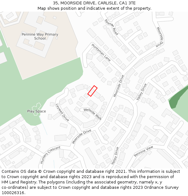35, MOORSIDE DRIVE, CARLISLE, CA1 3TE: Location map and indicative extent of plot