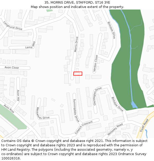 35, MORRIS DRIVE, STAFFORD, ST16 3YE: Location map and indicative extent of plot