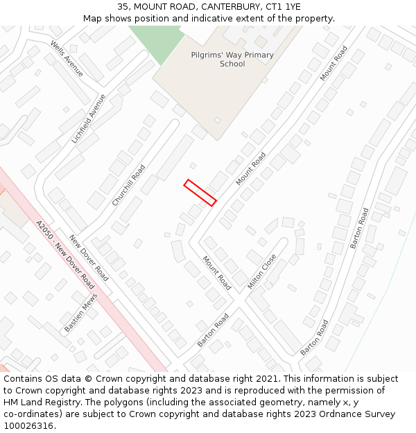 35, MOUNT ROAD, CANTERBURY, CT1 1YE: Location map and indicative extent of plot