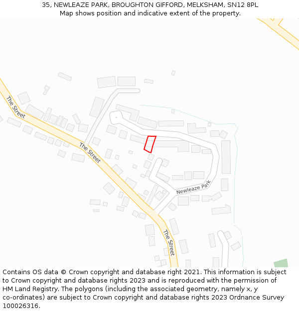 35, NEWLEAZE PARK, BROUGHTON GIFFORD, MELKSHAM, SN12 8PL: Location map and indicative extent of plot