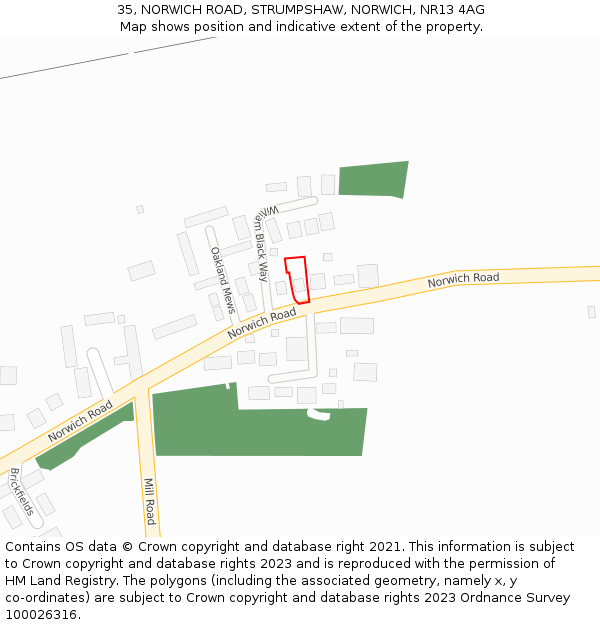 35, NORWICH ROAD, STRUMPSHAW, NORWICH, NR13 4AG: Location map and indicative extent of plot