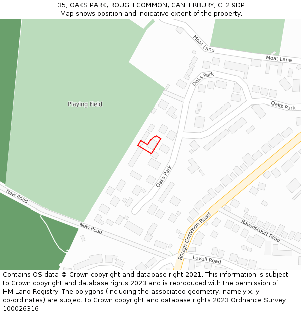 35, OAKS PARK, ROUGH COMMON, CANTERBURY, CT2 9DP: Location map and indicative extent of plot