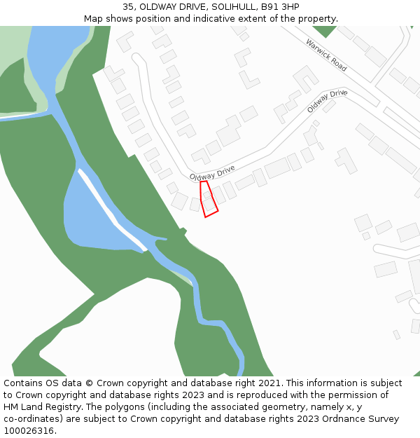 35, OLDWAY DRIVE, SOLIHULL, B91 3HP: Location map and indicative extent of plot