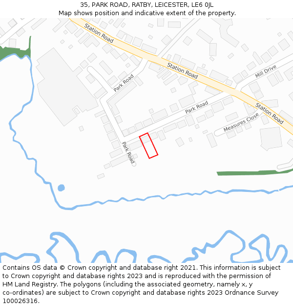 35, PARK ROAD, RATBY, LEICESTER, LE6 0JL: Location map and indicative extent of plot