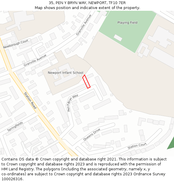 35, PEN Y BRYN WAY, NEWPORT, TF10 7ER: Location map and indicative extent of plot