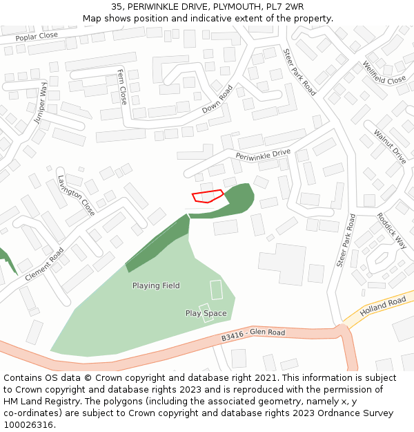 35, PERIWINKLE DRIVE, PLYMOUTH, PL7 2WR: Location map and indicative extent of plot