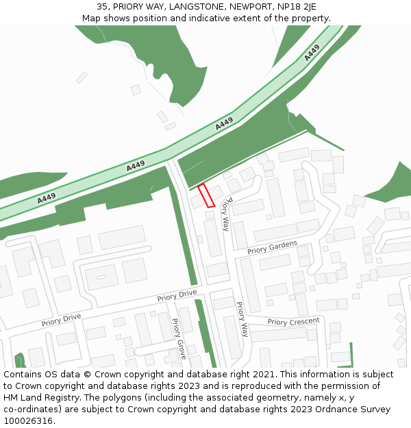 35, PRIORY WAY, LANGSTONE, NEWPORT, NP18 2JE: Location map and indicative extent of plot