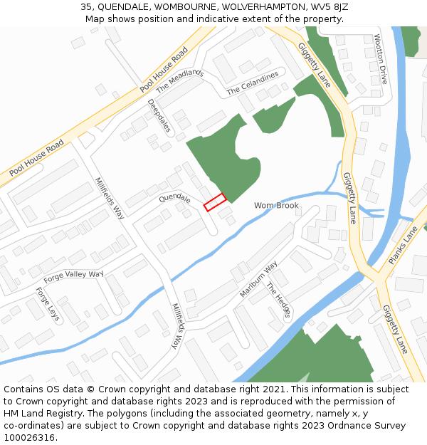 35, QUENDALE, WOMBOURNE, WOLVERHAMPTON, WV5 8JZ: Location map and indicative extent of plot