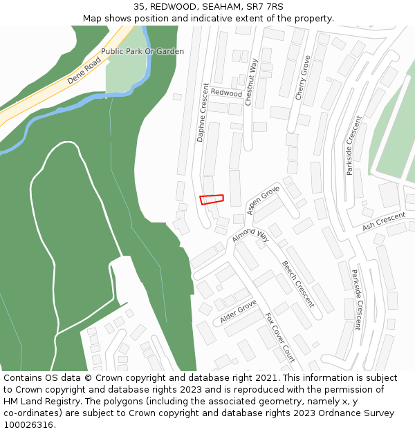 35, REDWOOD, SEAHAM, SR7 7RS: Location map and indicative extent of plot