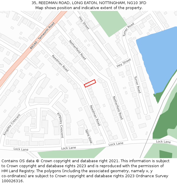 35, REEDMAN ROAD, LONG EATON, NOTTINGHAM, NG10 3FD: Location map and indicative extent of plot