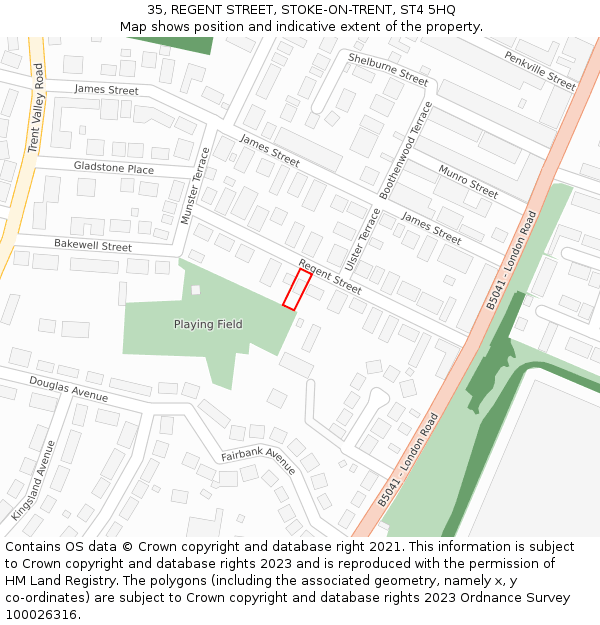 35, REGENT STREET, STOKE-ON-TRENT, ST4 5HQ: Location map and indicative extent of plot