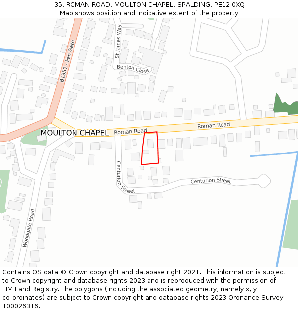 35, ROMAN ROAD, MOULTON CHAPEL, SPALDING, PE12 0XQ: Location map and indicative extent of plot