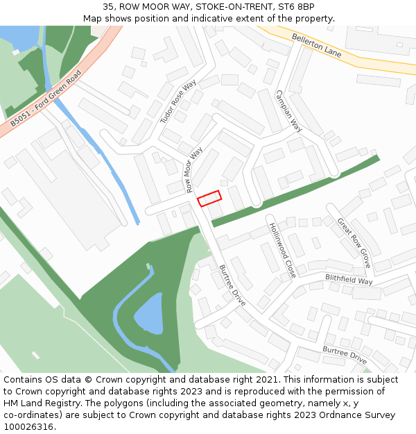 35, ROW MOOR WAY, STOKE-ON-TRENT, ST6 8BP: Location map and indicative extent of plot