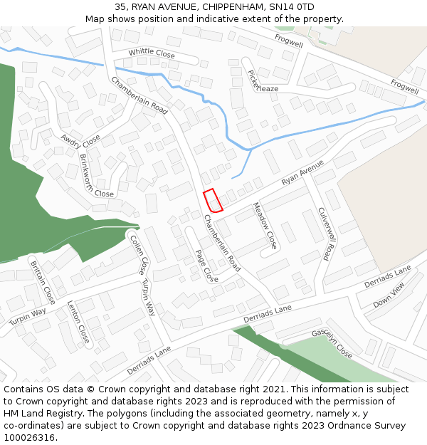 35, RYAN AVENUE, CHIPPENHAM, SN14 0TD: Location map and indicative extent of plot