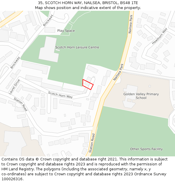 35, SCOTCH HORN WAY, NAILSEA, BRISTOL, BS48 1TE: Location map and indicative extent of plot