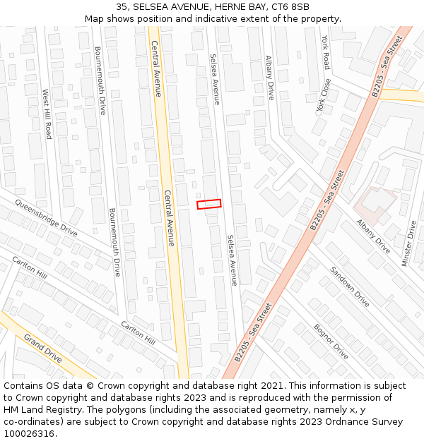 35, SELSEA AVENUE, HERNE BAY, CT6 8SB: Location map and indicative extent of plot