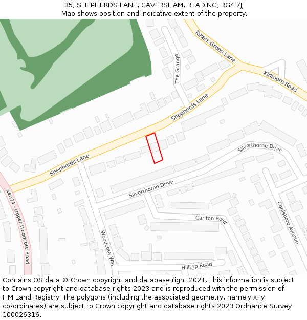 35, SHEPHERDS LANE, CAVERSHAM, READING, RG4 7JJ: Location map and indicative extent of plot
