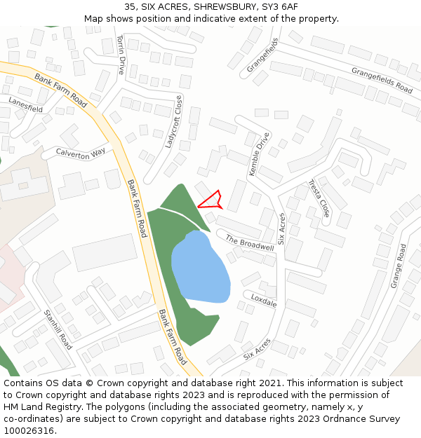 35, SIX ACRES, SHREWSBURY, SY3 6AF: Location map and indicative extent of plot