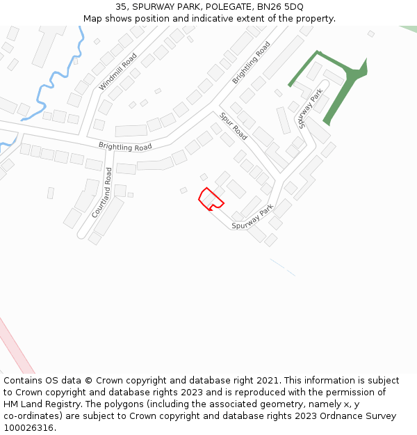 35, SPURWAY PARK, POLEGATE, BN26 5DQ: Location map and indicative extent of plot