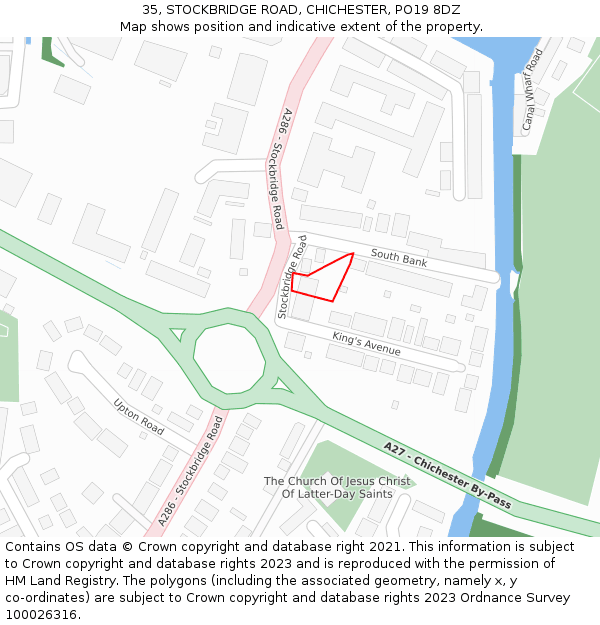 35, STOCKBRIDGE ROAD, CHICHESTER, PO19 8DZ: Location map and indicative extent of plot