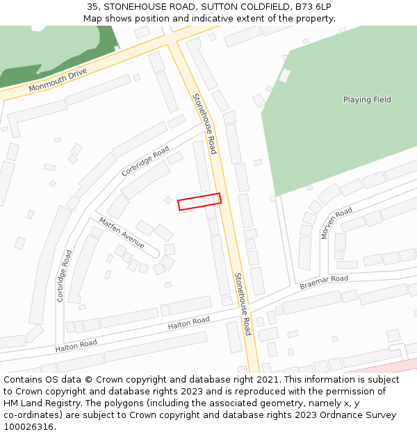 35, STONEHOUSE ROAD, SUTTON COLDFIELD, B73 6LP: Location map and indicative extent of plot