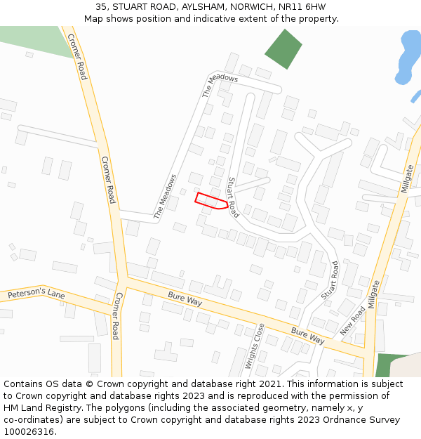 35, STUART ROAD, AYLSHAM, NORWICH, NR11 6HW: Location map and indicative extent of plot