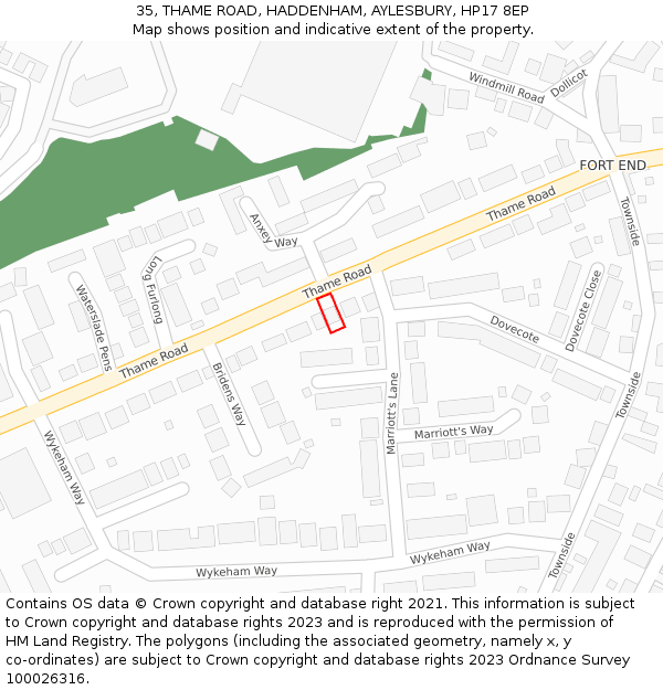 35, THAME ROAD, HADDENHAM, AYLESBURY, HP17 8EP: Location map and indicative extent of plot