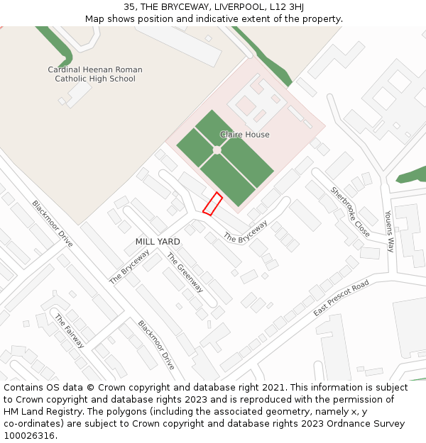 35, THE BRYCEWAY, LIVERPOOL, L12 3HJ: Location map and indicative extent of plot